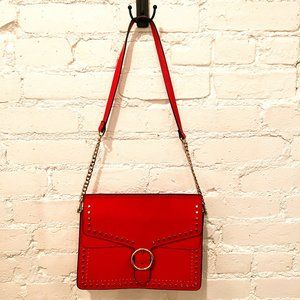 TopShop Red Purse Studded & Chain Gold Hardware